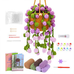 Crochet Set Hanging Plant Basket Tools Suitable Beginners Multicolored Video Tutorials