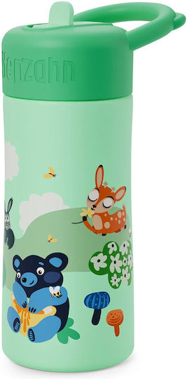 Affenzahn Kids Water Bottle Stainless Steel with Straw Non Spill 430ml