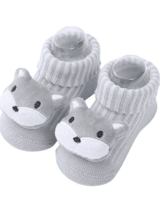 3d Niedliche Baumwollsocken Mit Fuchsfigur – Grau