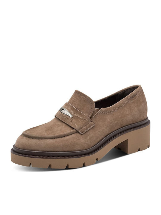 Δερμάτινα Γυναικεία Loafers σε Μπεζ Χρώμα