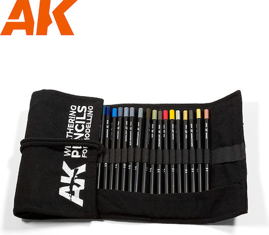 Ak Weathering Pencils Full Range Cloth Case Set 37 Ak Weathering Pencils Cloth Case