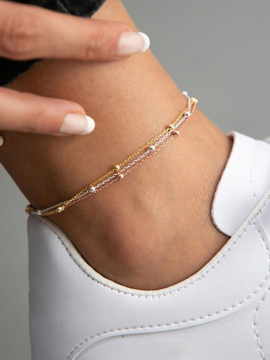 Elika Silver Mehrfarbiges Fußarmband aus Silber