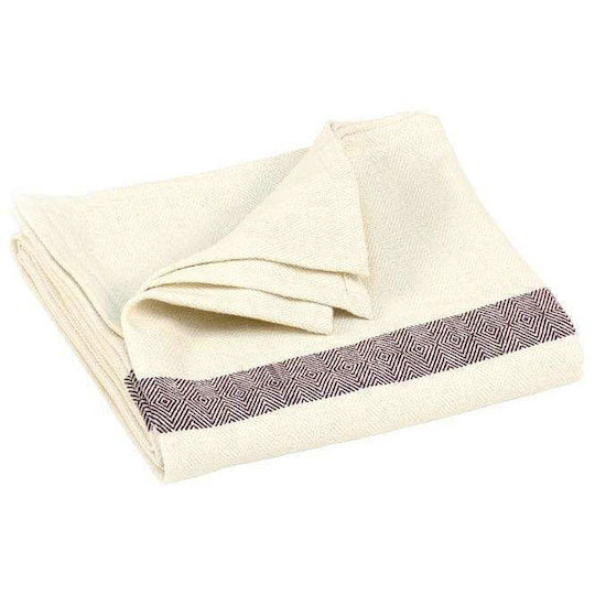 Bodhi Cotton Yoga Blanket In Herringbone Ecru