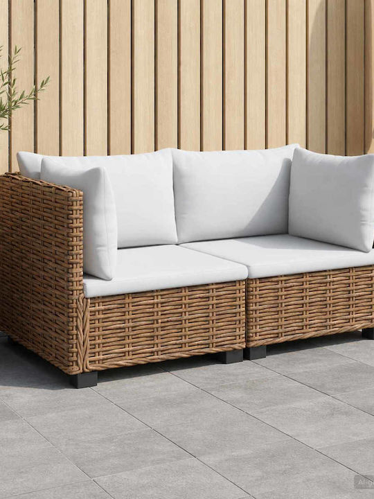 Διθέσιος Καναπές Εξωτερικού Χώρου Rattan με Μαξιλάρια