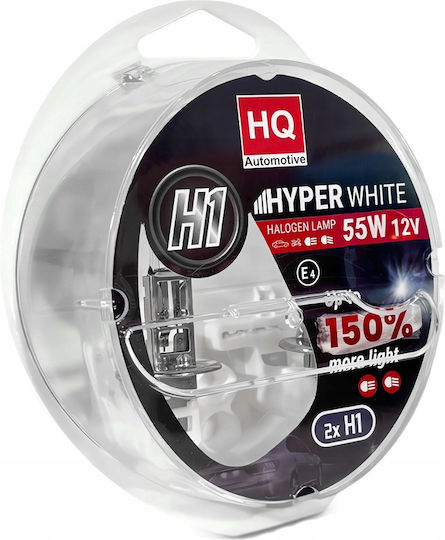 Hq Automotive Крушки за автомобил H1 Халогенни Бели 12V 55W 2 броя