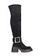 Wildleder Damenstiefel Über dem Knie Schwarze