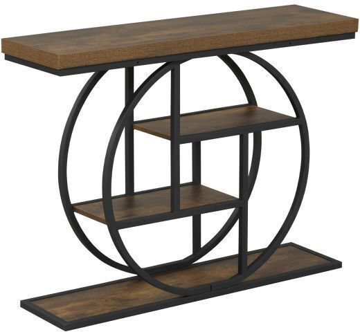 Wood And Metal Brown Console L78.5xW30xH105cm