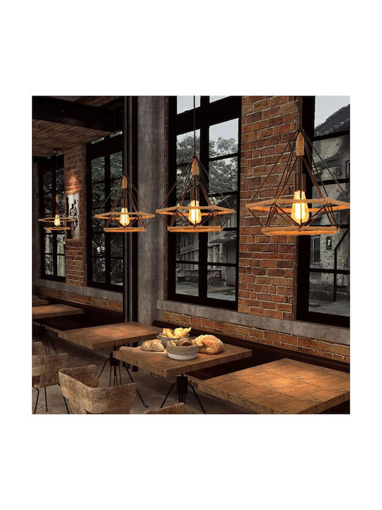 Boho Grid Pendant Light with E27 Socket 25x26cm