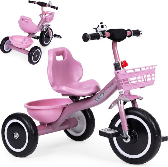 Ecotoys Τρίκυκλο Ποδήλατο με Χειρολαβή Γονέα Ροζ