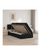 Wandbett Einzel mit Stoff Schwarz mit Lattenrost & Matratze 90x190cm
