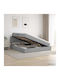 Wandbett Doppelt Bezogen Mit Samt Hellgrau Mit Lattenrost & Matratze 140x190cm