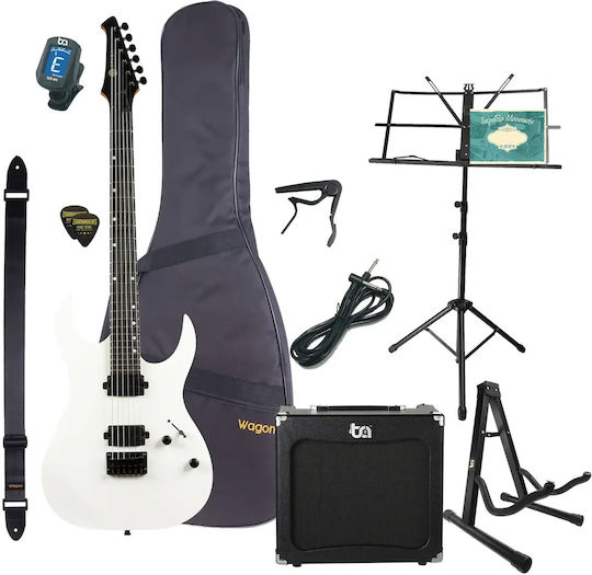 Spira Guitars S-400 MWH Electric Guitar with HH Pickups Arrangement Satin White with Case Ultimate