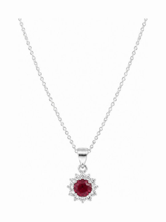Jooliete Halskette Rosette aus Vergoldetem Silber mit Zirkon Rote
