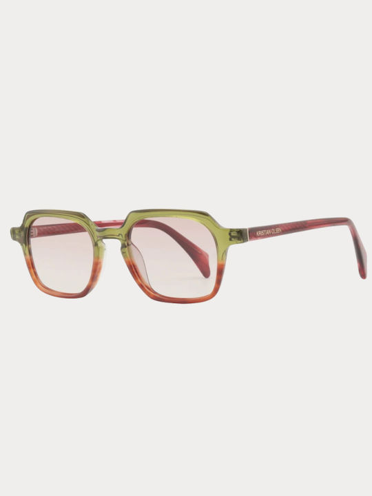 Kristian Olsen Men's Sunglasses With Green Frame And Green Lens KO-279-1