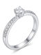 Paraxenies Single Stone Ring in White Gold 9K with Zircon