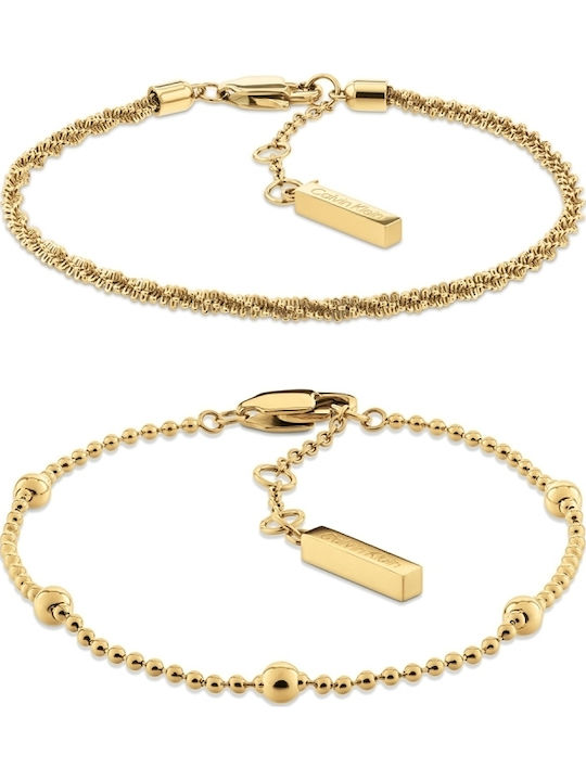Calvin Klein Brățară Pentru Femei Din Oțel Placat Cu Aur 18.5cm