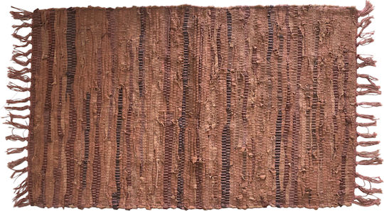 Sidirela Правоъгълен Кожен Килим с Крошки Кафяв 50x80cm