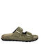 Leather Women's Flat Sandals Green