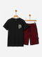 Kids Set with Shorts Summer 2 Pieces Burgundy