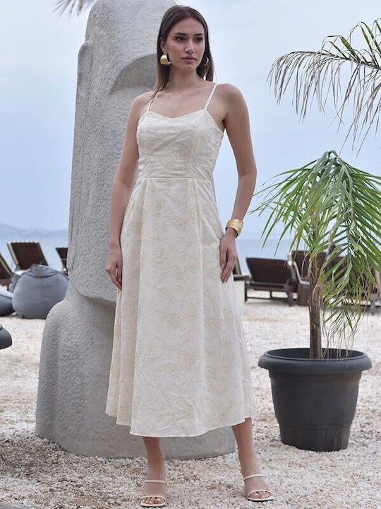 Tweet With Love Summer Midi Evening Slip Dress Beige Tweet With Love Summer Midi Evening Slip Dress Beige