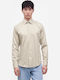 H Joe Long Sleeve Shirt in Regular Fit Striped Dark Beige