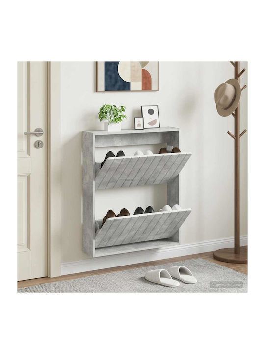 Zwolle Wooden Shoe Cabinet Grey with Tilting Sh...