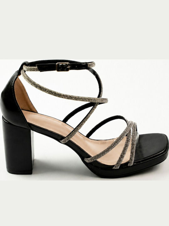 Fshoes Sandals with Strass Black