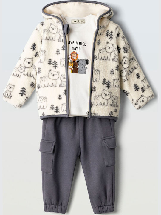 Hashtag Kids Tracksuits Ecru Sweatpants Set Wit...