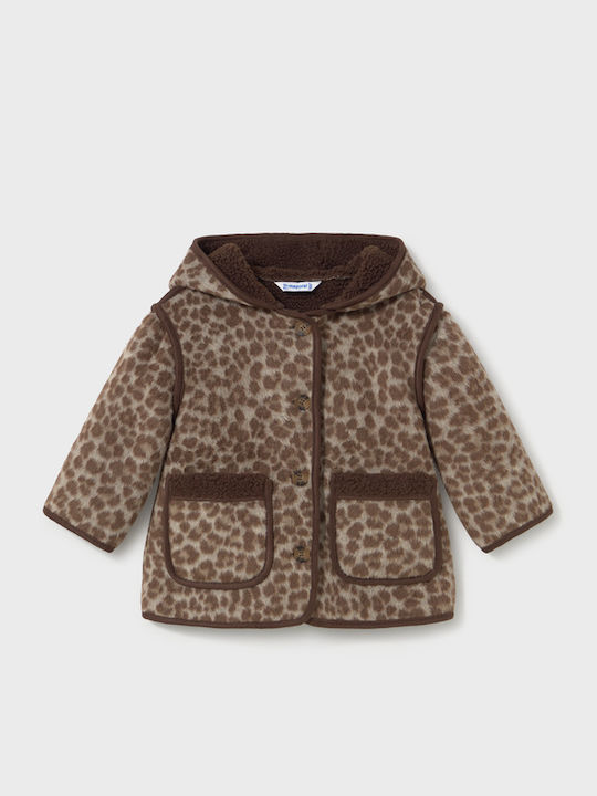 Mayoral Kids Short Coat with Lining & Hood Taba