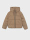 Kids Casual Short Hooded Camel Coat