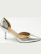 Spitze Zehe Pumps mit Silber Absatzhöhe