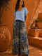 Women's Linen Pantaloons with Rubber Band Brown
