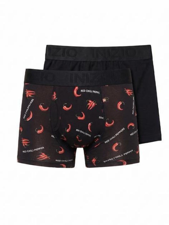 Inizio Ανδρικά Μποξεράκια Μαυρο/κοκκινο 2Pack