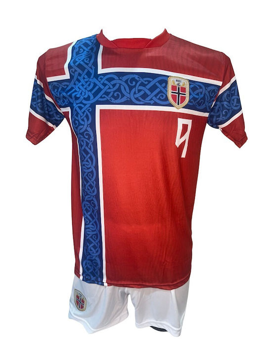 Kids Football Kit Haaland Norway National Team Red White 190726-07