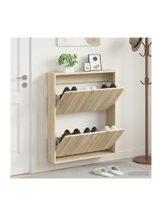 Zwolle Wooden Shoe Cabinet Beige With Tilting S...