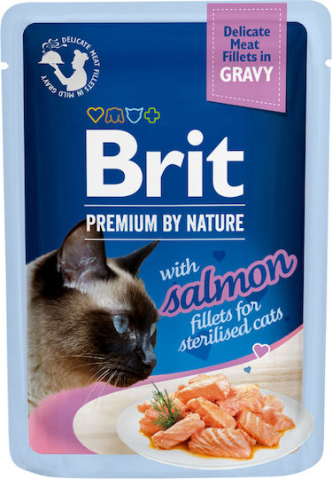 Brit Premium By Wet Cat Food in Pouch with Salmon and Meat 85gr