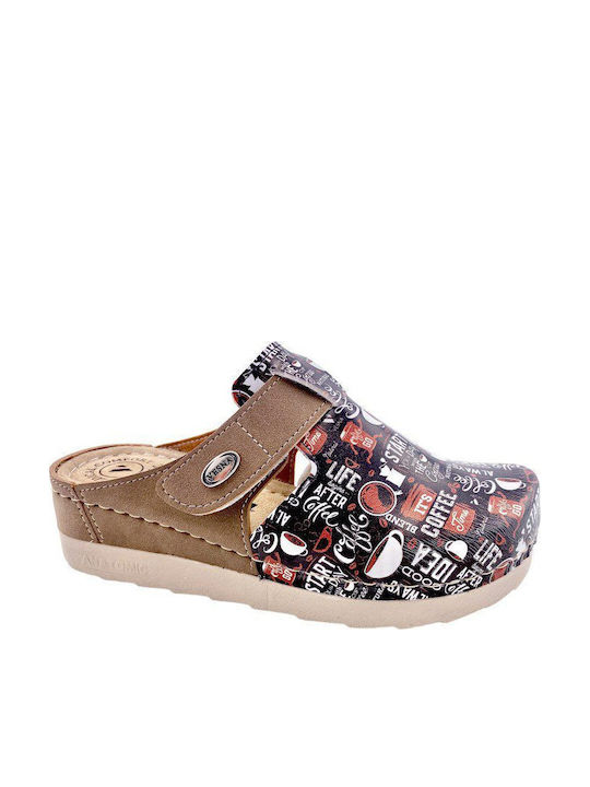 Vesna Women's Leather Anatomic Brown Clogs