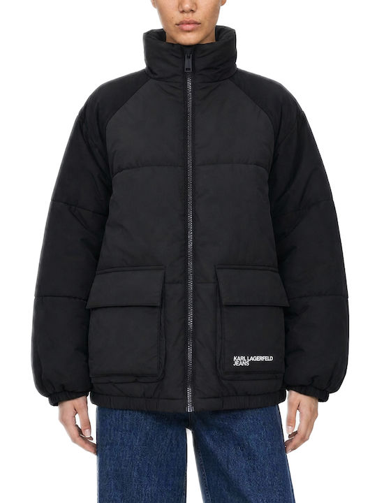 Karl Lagerfeld Jachetă Puffer pentru Iarnă Neagră Karl Lagerfeld Jachetă Puffer pentru Iarnă Neagră