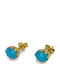 Silver Gold Plated Stud Earrings with Turquoise Stones