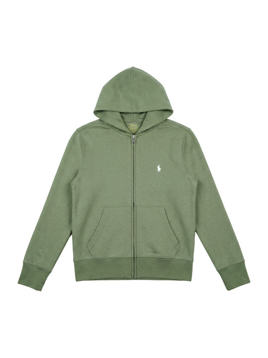 Kids Sweatshirt Cardigan with Hood Khaki