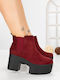 Women's Ankle Boots with High Burgundy Heel