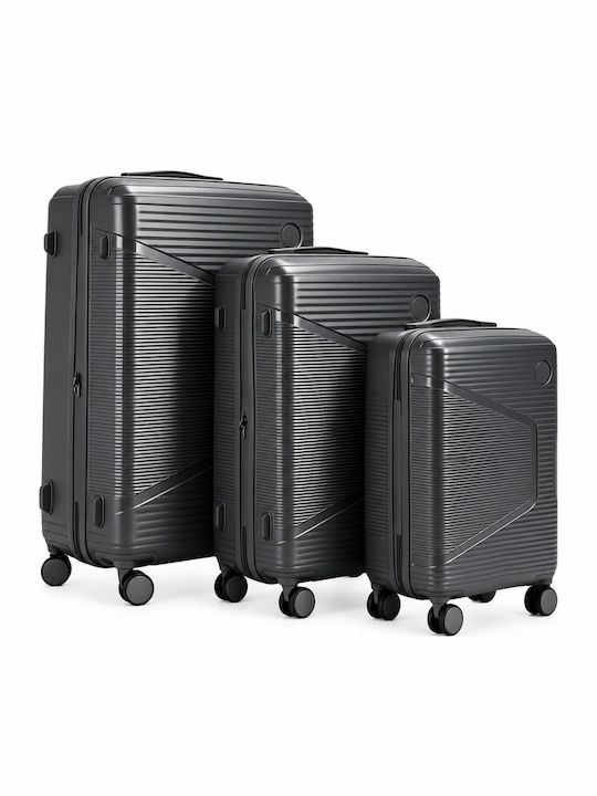Felbags Hard Suitcases Dark Grey Set 3pcs