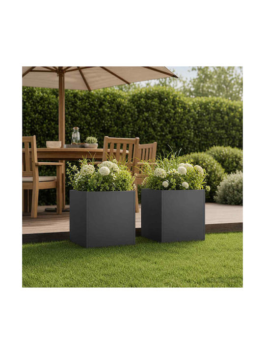 vidaXL Set 2 Ghivece Metalice Negre 25 cm