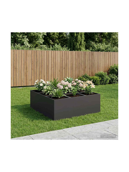 vidaXL Метална Черна Саксия За Цветя 100x100x20см