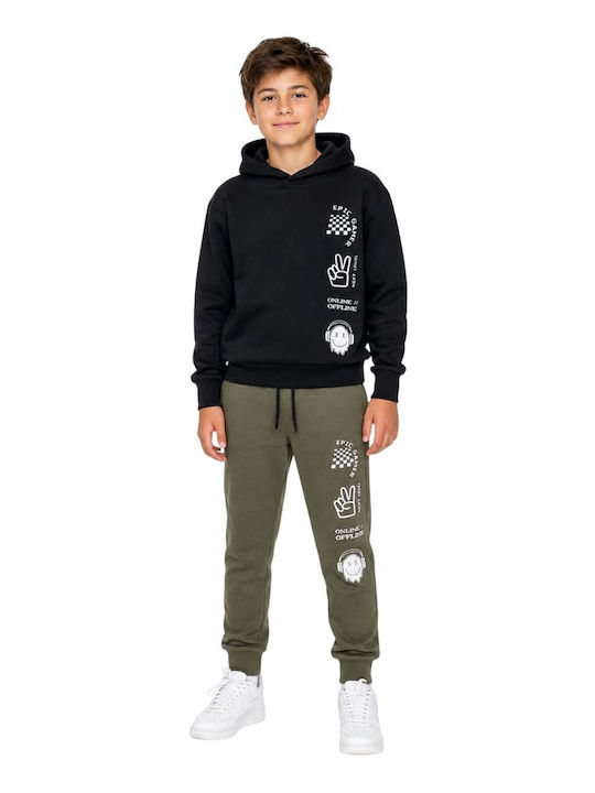 Funky Kids Tracksuit Black-Khaki 2 Pieces