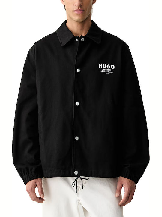 Long Sleeve Cotton Overshirt In Regular Fit White-Black