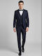 Herrenanzug Mit Weste mit Schlanke Passform Navy 07.37.DOMENICO-Blau