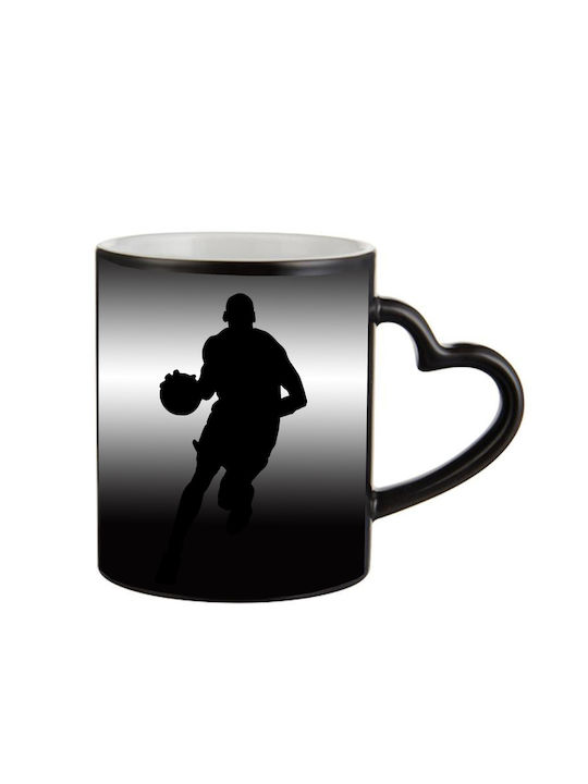 Magic Black Mug Basketball Handle Heart