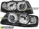 Front Lights Angel Eyes Audi A3 8L 2001-2003 Without Adjuster Black 2 Pieces LPAU13