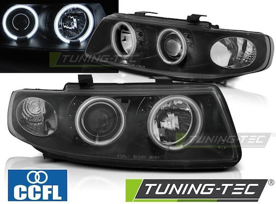 Car Bulbs Dayline Front Black 2 Ccfl Halo Rims Seat Leon 99-04 Lpse36
